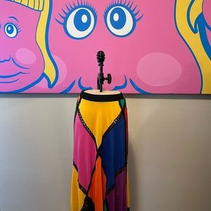 Moschino REPETITA JUVANT Knit Harlequin Color Block Midi Skirt NWT